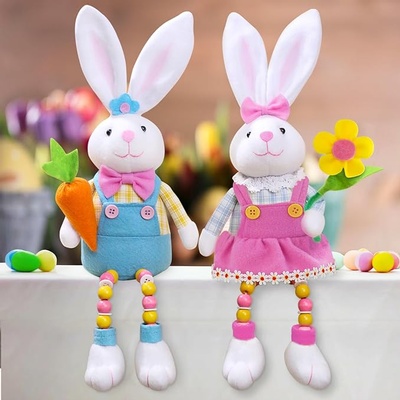 2pcs Easter Gnomes Decorations,Easter Bunny Gnomes Plush for The Home,Rabbit Gnomes Stuffed Doll Gif
