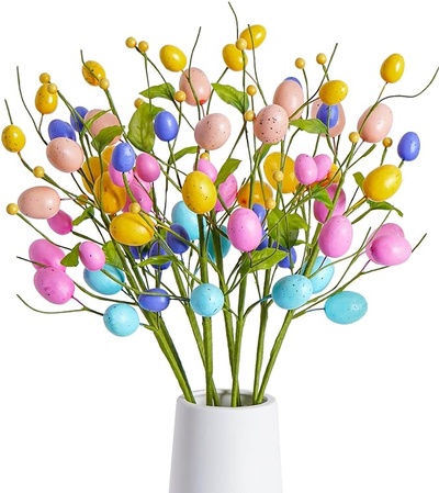 Houele Easter Egg Stems Easter Flower-8 Pcs Artificial 18'' Easter Picks, Decorative Spring Floral B
