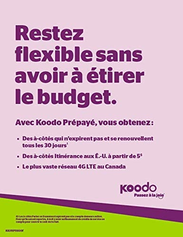 Koodo Mobile Prepaid Sim Card Carte SIM Koodo Prepaye At Sopro Market - Online Electronics Store Canada