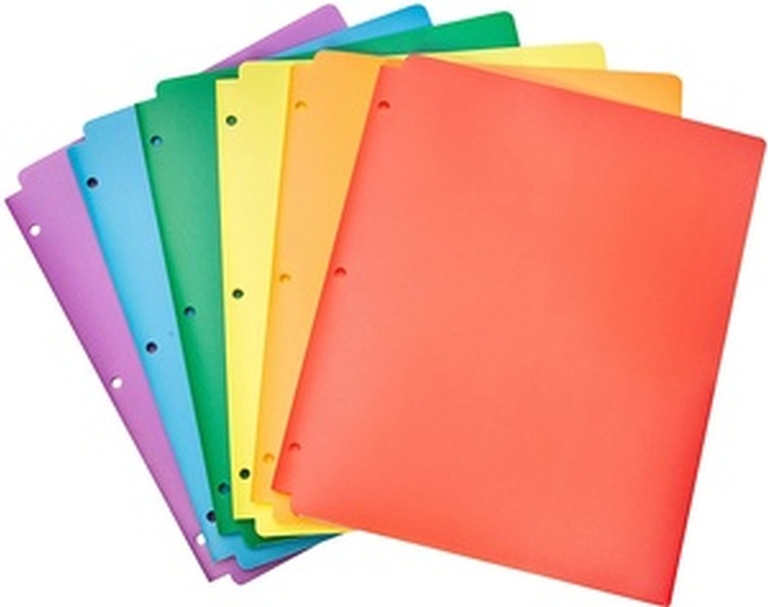 AmazonBasics Plastic 3 Hole Punch Folders With 2 Pockets, Multicolor Pack Of 6 - Online Retail Store by Sopro Market