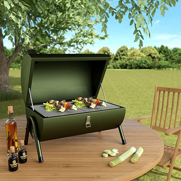 Charcoal Grill Mini Portable BBQ Grill Foldable Barbecue Grills for Outdoor Cooking, Camping and Picnic Green