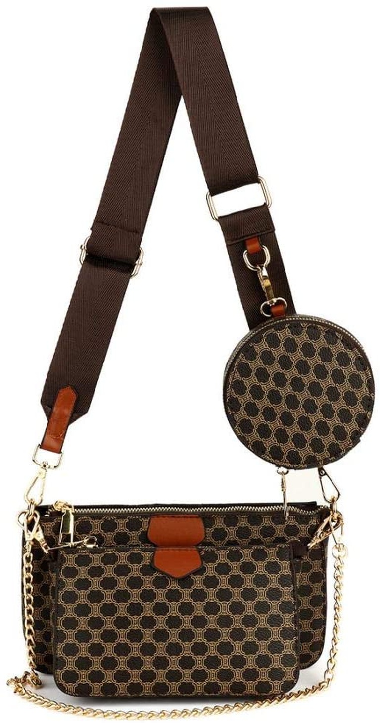 Risup Small Checkered Crossbody Bag Luxury Designer Shoulder Chain Purse with Strap Including 3 Size Bag, Coffee Color, One Size