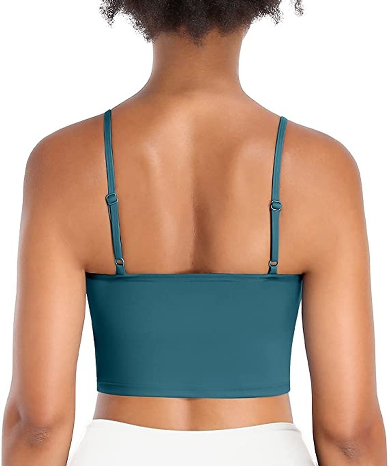Prtukyt Women Sports Bra, Threaded Longline Removable Tank Top, for Workout Running Yoga