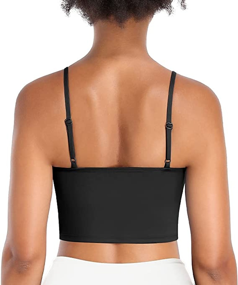 Prtukyt Women Sports Bra, Threaded Longline Removable Tank Top, for Workout Running Yoga