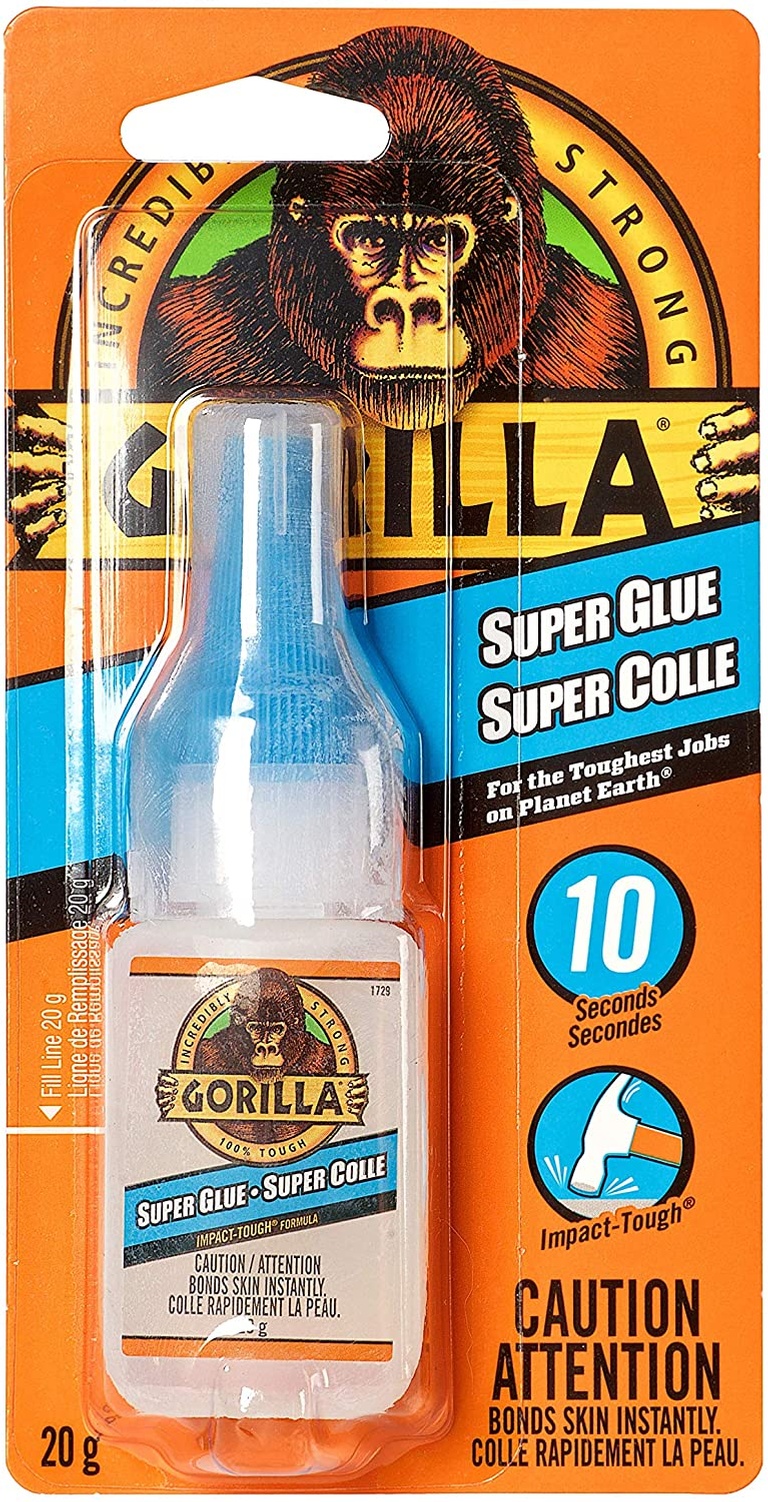 Gorilla Glue Super Glue Liquid, Fast-Setting, Versatile Cyanoacrylate Glue, Anti-Clog Cap, Flow Control Formula, Clear, 0.71oz / 20g, (Pack of 1) 7805201
