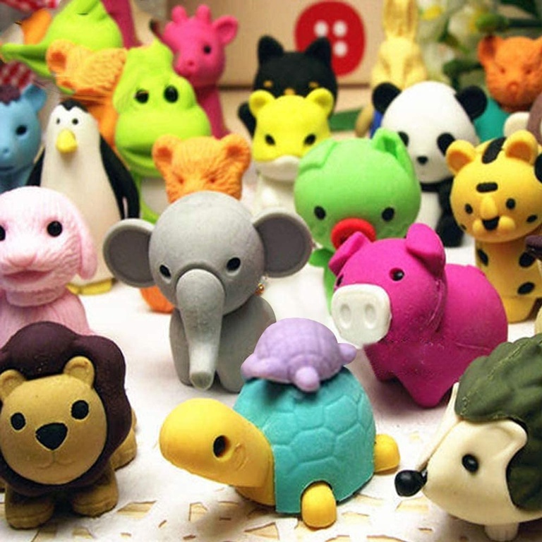 UBANTE Japanese Animal Erasers Bulk Kids Pencil Erasers Puzzle Erasers Mini Novelty Erasers for Classroom Rewards, Party Favors, Games Prizes, Carnivals Gift and School Supplies - 40 Pack