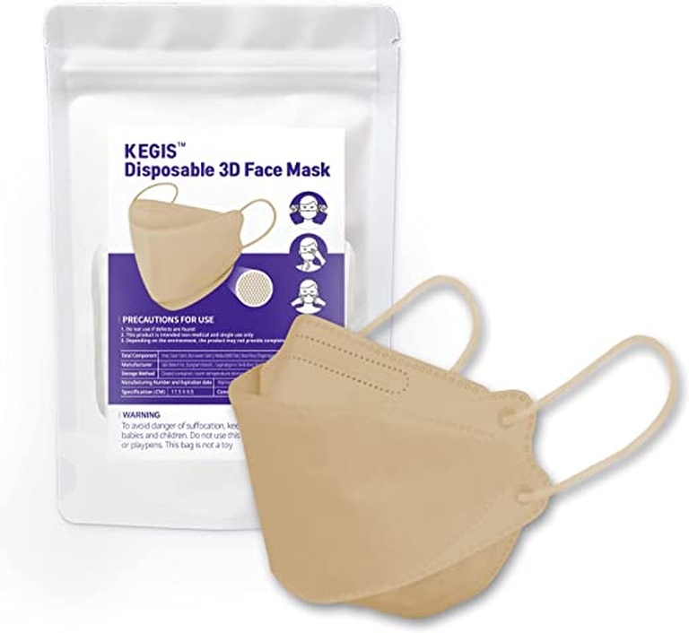 KEGIS Disposable 3D Face Mask (10PCS). Elastic ear loop with adjustable nose bridge. Zip lock package. Ship from Canada