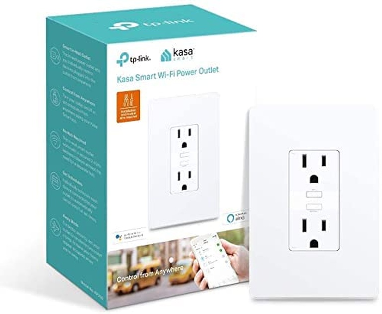 Kasa Smart Plug KP200, In-Wall Smart Home Wi-Fi Outlet Works with Alexa, Google Home & IFTTT, No Hub Required, Remote Control, ETL Certified , White