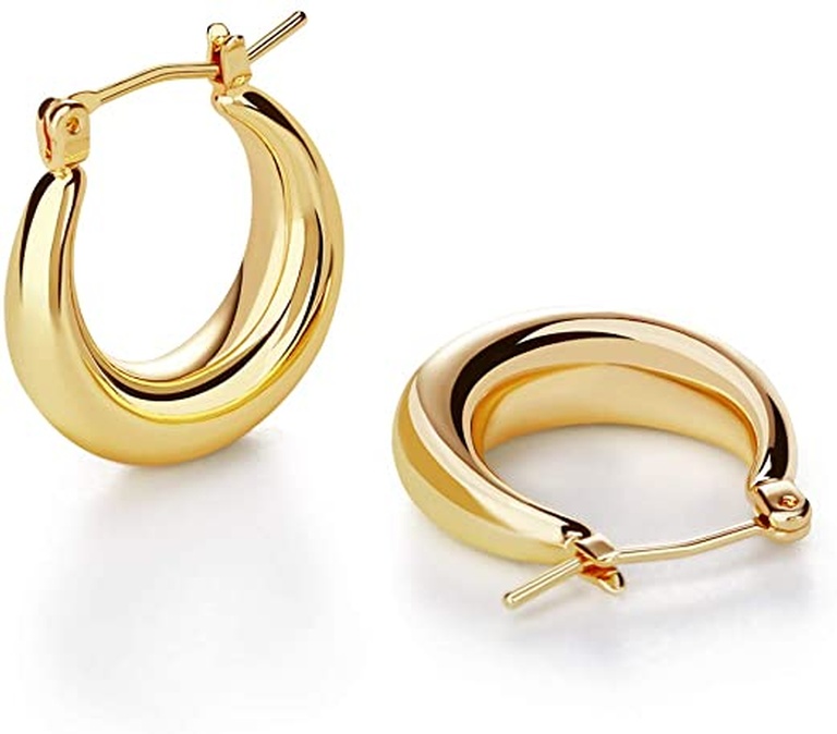 LILIE&WHITE Chunky Gold Hoop Earrings for Women Cute Fashion Hypoallergenic earrings Minimalist Jewelry Gift…