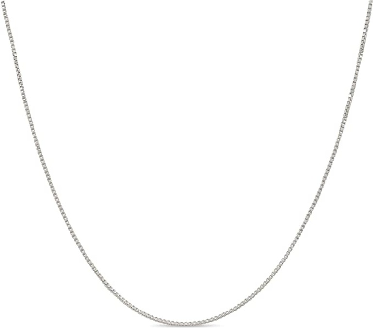 Sterling Silver Necklace - 1mm Box Chain - Hypoallergenic and Tarnish Resistant - Classic Design, Comfortable Fit By Kezef Creations