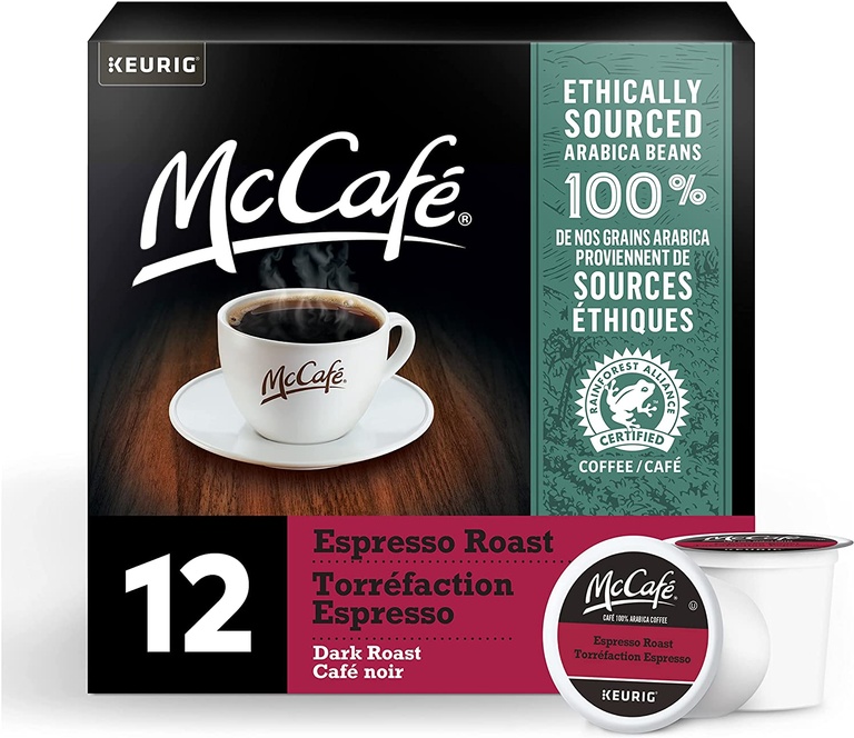 McCafe Espresso Roast K-Cup Coffee Pods, 12 Count, Ethically Sourced, For Keurig Coffee Makers