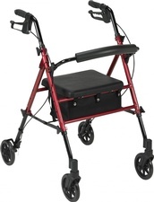 DRIVE Adjustable Height Rollator W 6 Wheels RED at Mandad Medical Supplies, Inc