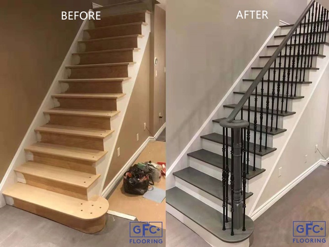 Supply and Installation of One side Open Stairs+Iron Spindles