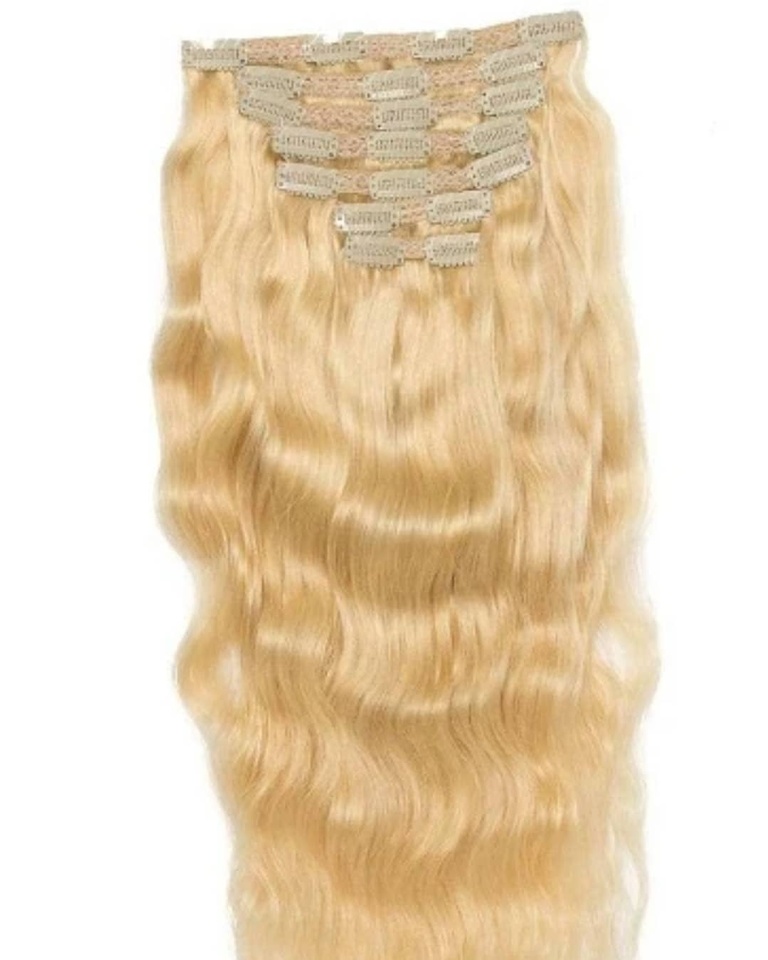 BLONDE WAVY CLIP IN HAIR 100G TO 120G  EXTENSIONS