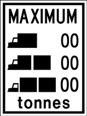 RB Series Maximum Tonnes Differentiated By Truck Weight - Regulatory Signage Solutions USA by B M R  Mfg Inc