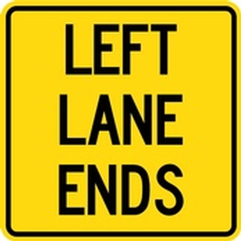 WA Series Left Lane Ends Tab - Regulatory Signage Solutions Belleville by B M R  Mfg Inc