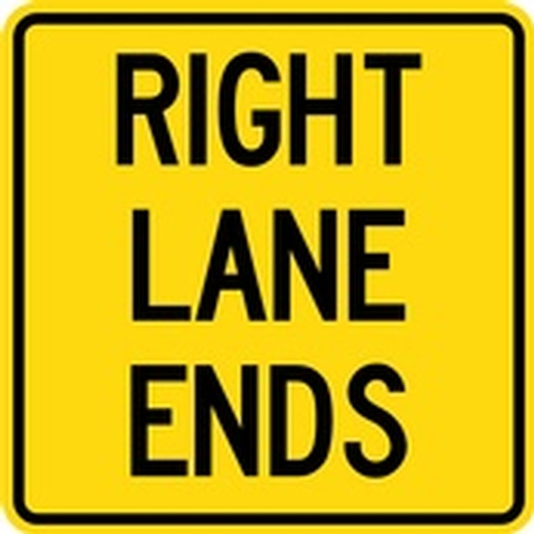 WA Series Right Lane Ends Tab - Regulatory Signage Solutions Canada by B M R  Mfg Inc