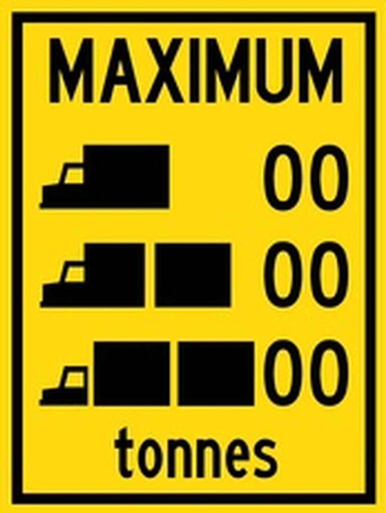 WA Series Maximum Tonnes Differentiated By Truck Type - Regulatory Signage Solutions Belleville by B M R  Mfg Inc