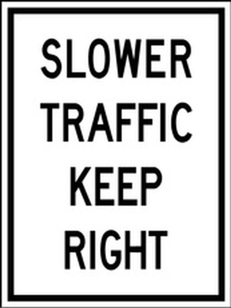 RB Series Slower Traffic Keep Right - Regulatory Signage Solutions Belleville by B M R  Mfg Inc