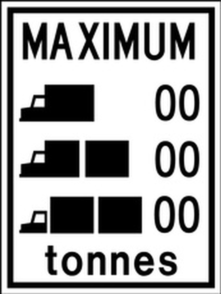 RB Series Maximum Tonnes Differentiated By Truck Weight - Regulatory Signage Solutions USA by B M R  Mfg Inc