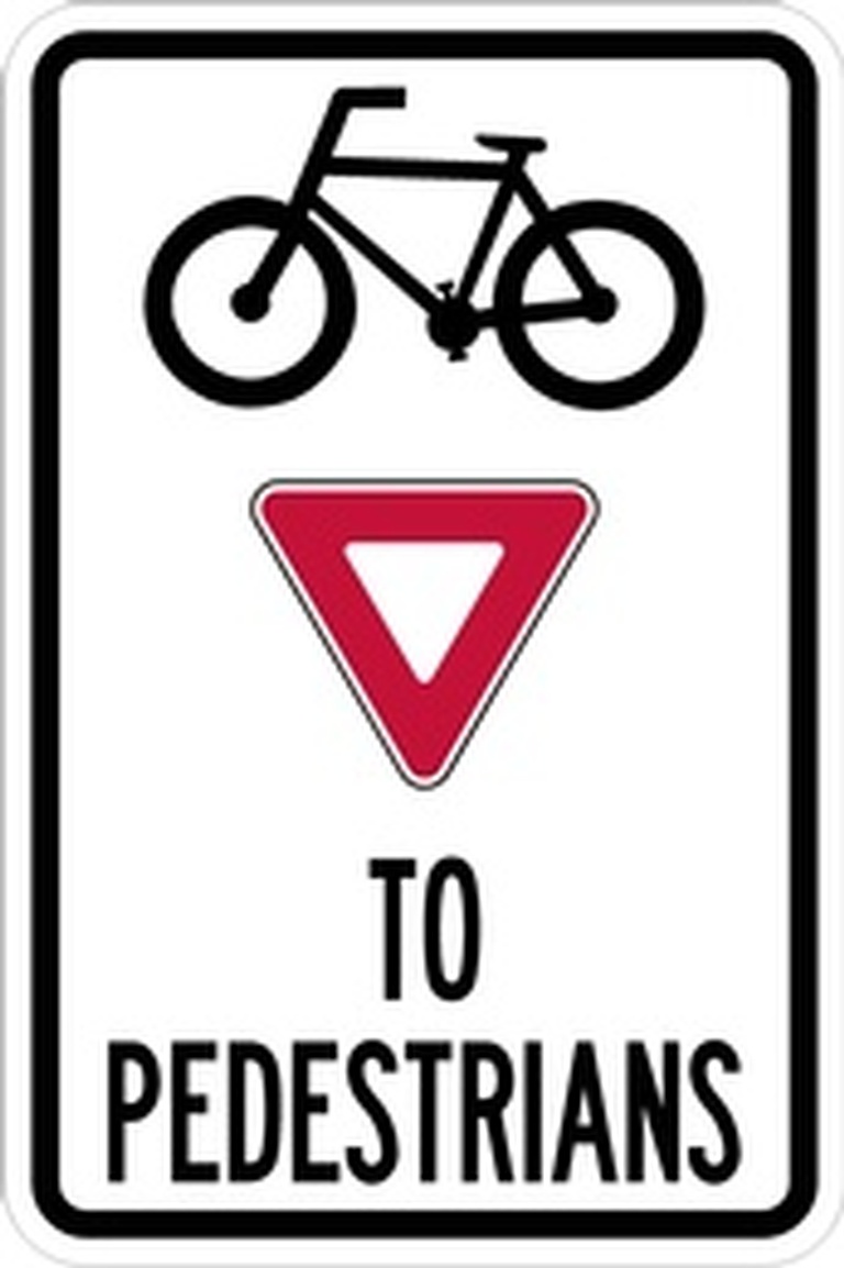 RB Series Bicycles Yield To Pedestrians - Regulatory Signage Solutions USA by B M R  Mfg Inc