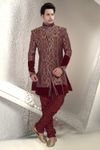 Maroon Color Voguish Indo Western Sherwani