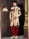 Classical Trendy Cream Color Royal Sherwani
