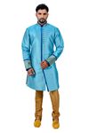 Peacockblue Artsilk Indowestern Sherwani