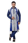 Blue Cottanbrocadesilk Indowestern Sherwani