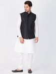 White Kurta Pajama With Black Jacket