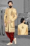 Embellished Embroidered Golden Wedding Dhoti Sherwani