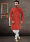 Elegant Orange Silk Indo Western Sherwani