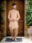 Pristine Peach Indo Western Sherwani For Wedding