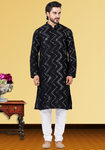 Black Zigzag Mirror Work Kurta Pajama