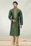 Green Embroidered Kurta With Golden Pajama