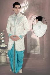 Engrossing White Color Indo Western Sherwani