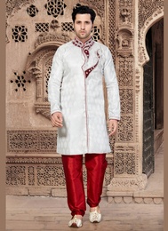 Charming Price White Color Indo Western Sherwani