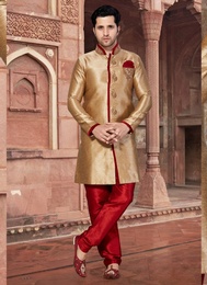 Complete Ethnic Look Brown Color Indo Western Sherwani