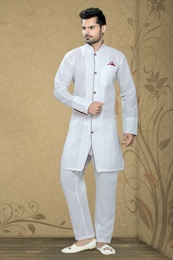White Color Elegant Brocade Kurta Payjama
