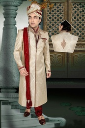 Splendid Mens Brown Color Royal Sherwani