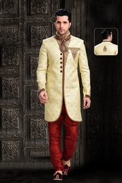 Cream Elegant Royal Sherwani For Sangeet And Wedding