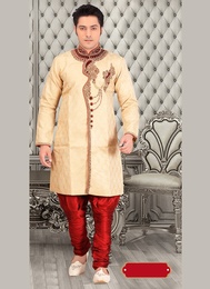 Trendy Stylish Look Mens Beige Color Royal Sherwani
