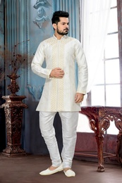Charming Look Mens White Color Royal Sherwani
