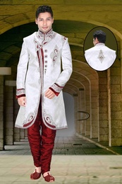Trendy Look White Color Royal Sherwani For Men