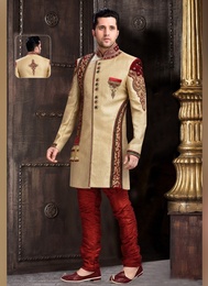 Fabulous Look Mens Brown Color Royal Sherwani