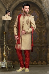 Beauteous Brown Color Royal Sherwani For Wedding And Festivals