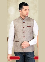 Jute Brown Color Gorgeous Look Nehru Jacket
