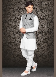 Admirable Grey Color Linen Nehru Jacket