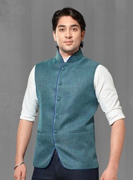 Royak Look Turquoise Color Nehru Jacket