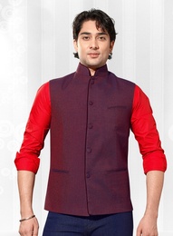 Flamboyant Maroon Color Nehru Jacket